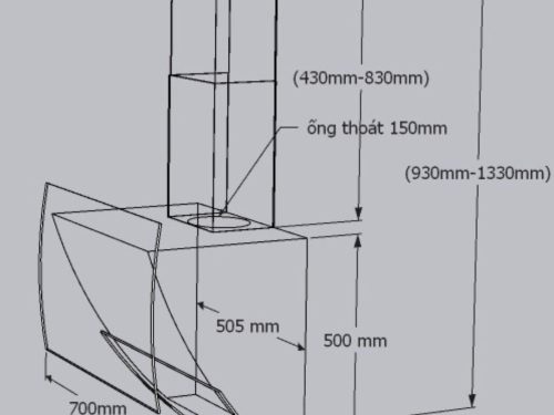 Máy hút mùi áp tường Tomate TOM 3370 1 kch thuoc may hut mui ap tuong tomate tom 3370