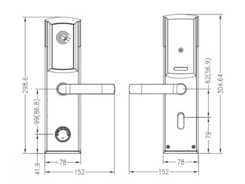 Khóa cửa khách sạn Hyundai HY-HL01 Black 2 Kích thước khóa cửa khách sạn Hyundai HY-HL01 Black