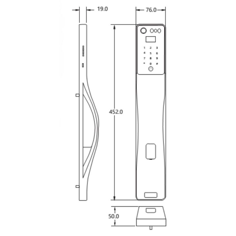 Kích thước khóa điện tử Hyundai HY-SLA807F Black Kích thước khóa điện tử Hyundai HY-SLA807F Black