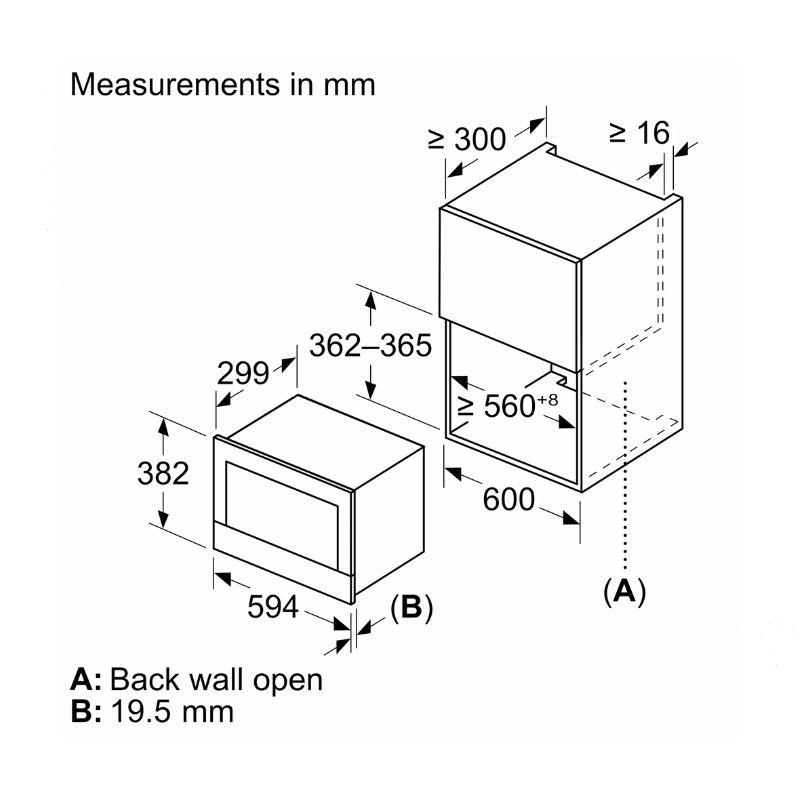 Kích thước lò vi sóng Bosch BER7321B1 lắp âm Kích thước lò vi sóng Bosch BER7321B1 lắp âm