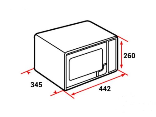 Kích thước lò vi sóng Bosch FEL023MS2 độc lập