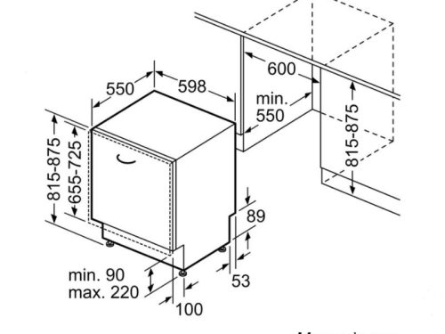 Kích thước máy rửa bát âm tủ Bosch SMV6YCX02E Serie 6