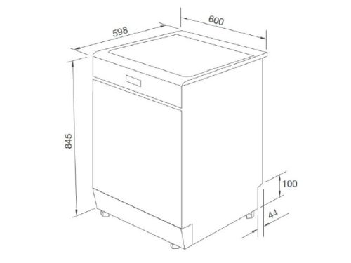 Máy rửa bát độc lập Tomate TOM 4304‐W15 2 kich thuoc may rua bat tomate tom 4304‐w15