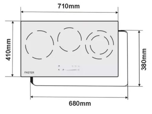 Kích thước bếp từ kết hợp hồng ngoại Faster FS 788HI PLUS