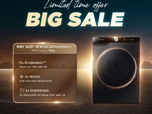 Máy Giặt Samsung AI EcoBubble Inverter 12 kg WW12CGP44DSBSV cửa trước