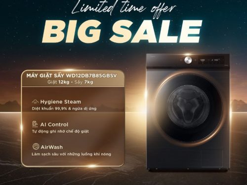 Máy Giặt Sấy Samsung Inverter Giặt 12 kg - Sấy 7 kg WD12DB7B85GBSV