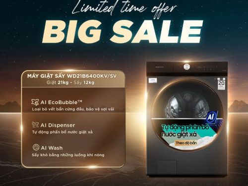 Máy Giặt Sấy Samsung Inverter Giặt 21 Kg - Sấy 12 Kg WD21B6400KV/SV