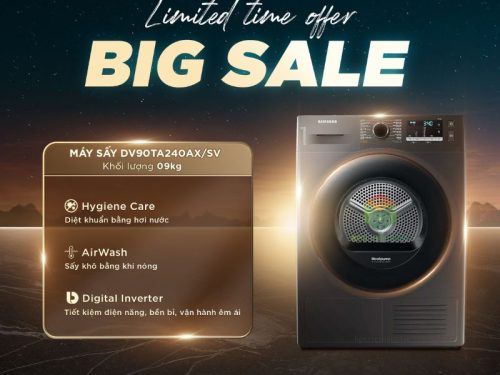 Máy Sấy Bơm Nhiệt Samsung 9 Kg DV90TA240AX/SV