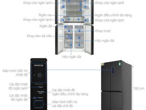 Tủ lạnh 4 cánh side by side 466 lít Hitachi HR4N7522DSDXVN 3 chi tiet tu lanh 4 canh side by side 466 lit hitachi hr4n7522dsdxvn