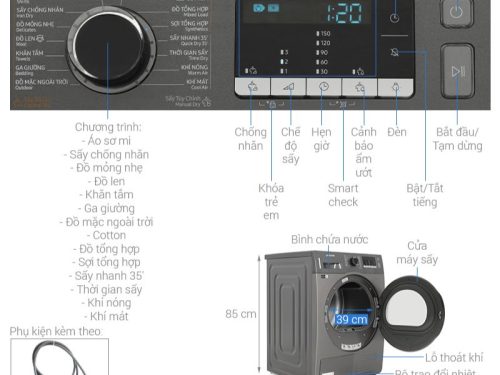 kich thuoc may say bom nhiet samsung 9 kg dv90ta240ax sv
