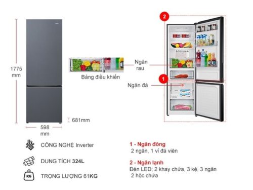 kich thuoc tu lanh 2 canh inverter 324 lit aqua aqr b390maslb