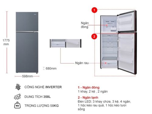 kich thuoc tu lanh 2 canh inverter 358 lit aqua aqr t410fasl