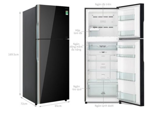 Tủ Lạnh 2 cánh Inverter 366 Lít Hitachi R-FVX480PGV9 GBK 3 kich thuoc tu lanh 2 canh inverter 366 lit hitachi r fvx480pgv9 gbk