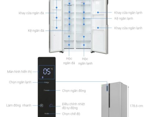 Tủ Lạnh 2 cánh side by side Inverter 519 Lít LG GR-B256JDS 3 kich thuoc tu lanh 2 canh side by side inverter 519 lit lg gr b256jds