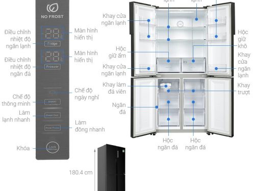 kich thuoc tu lanh 4 canh multi doors inverter 456 lit aqua aqr m525xafb