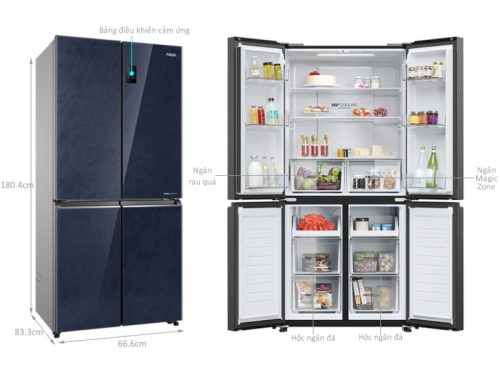 Tủ Lạnh 4 cánh Multi Doors Inverter 469 Lít Aqua AQR-M560XA(GL) 2 kich thuoc tu lanh 4 canh multi doors inverter 469 lit aqua aqr m560xagl