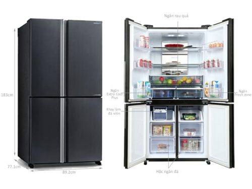 Tủ Lạnh 4 cánh Multi Doors Inverter 572 Lít Sharp SJ-FX640V-SL 2 kich thuoc tu lanh 4 canh multi doors inverter 572 lit sharp sj fx640v sl