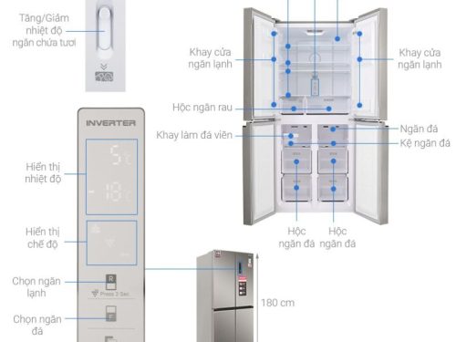 Tủ lạnh 4 cánh 401 lít Sharp SJ-FXP480VG-CH 2 thong so tu lanh 4 canh 401 lit sharp sj fxp480vg ch