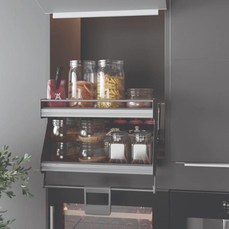 Ảnh Kệ nâng hạ Hafele 504.68.375 Imove R700mm Ảnh Kệ nâng hạ Hafele 504.68.375 Imove R700mm