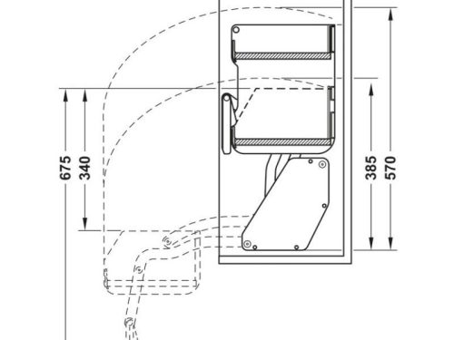 Kích thước Kệ nâng hạ Hafele 504.68.373 Imove R600mm