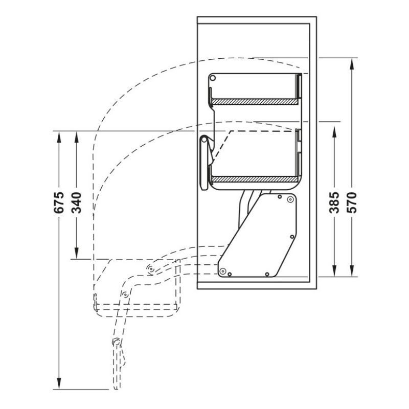 Kích thước Kệ nâng hạ Hafele 504.68.375 Imove R700mm Kích thước Kệ nâng hạ Hafele 504.68.375 Imove R700mm