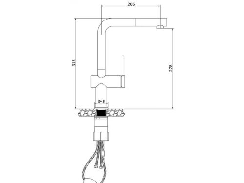 Bản vẽ vòi rửa bát dây rút Stream Smart Nude